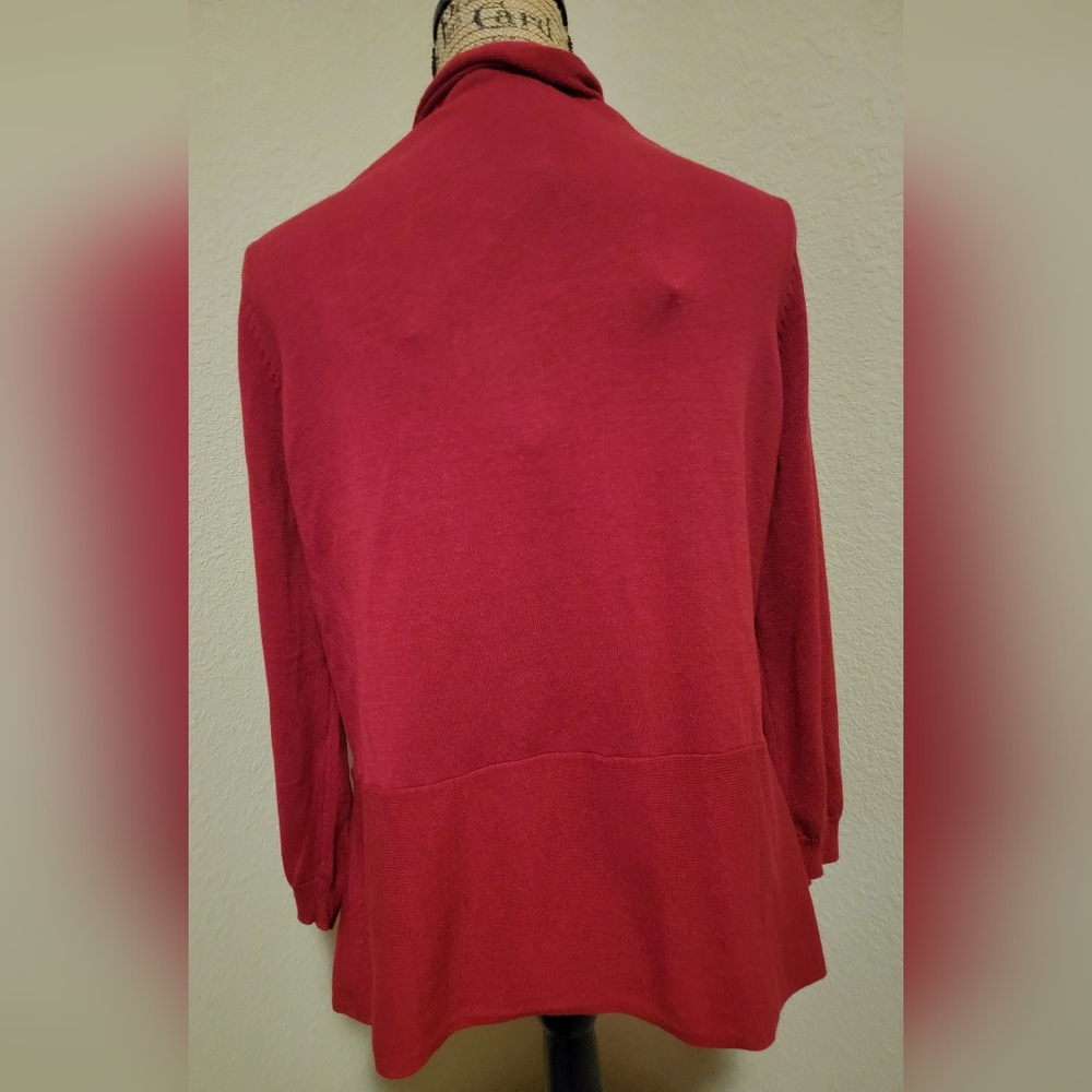 (NWT) IMAN Open-Front Cardigan in Deep Red - Picture 2 of 3